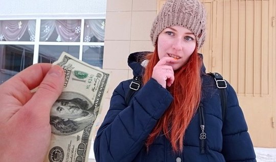 Redhead Russian girl is not against pickup and hot sex on camera for money