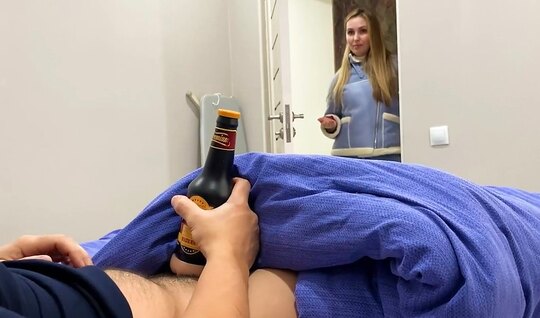 The mother did not allow her stepson to jerk off and helped to get an orgasm